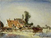 Johan Barthold Jongkind Houses along a Canal near Crooswijk oil on canvas